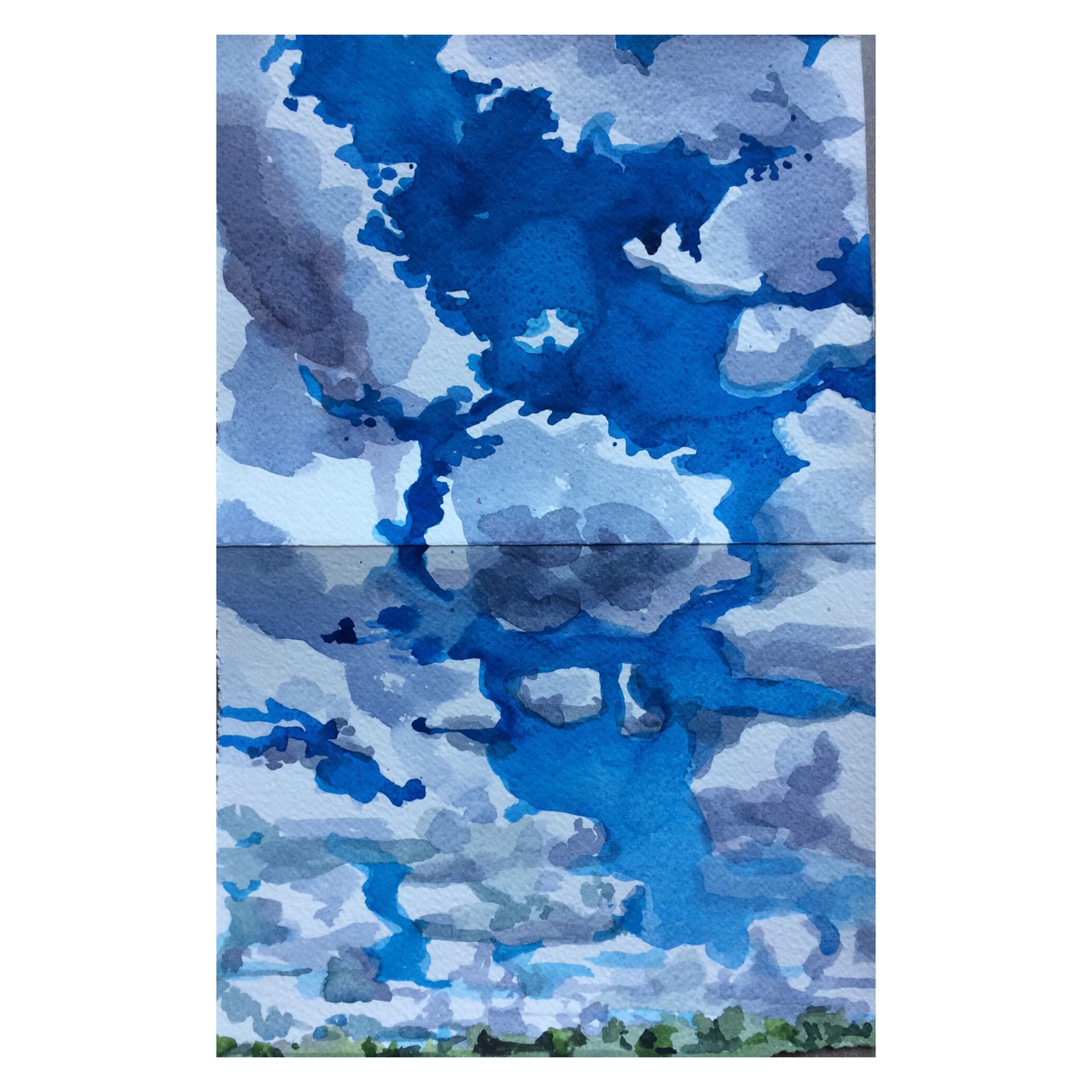 Céu no lago Paranoá – aquarela